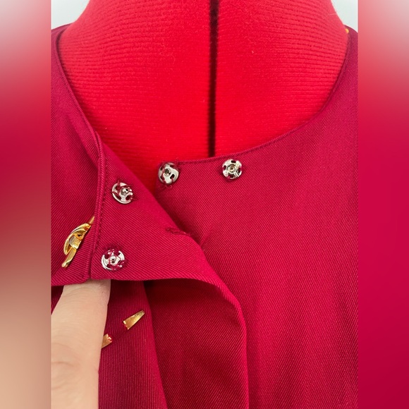 VTG 1980s Cranberry Long Sleeve Wool Shift Midi Dress / Blazer Dress - Picture 13 of 16